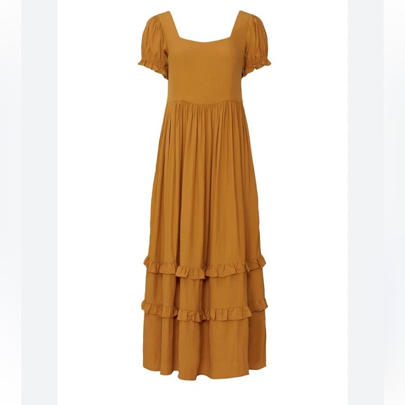 The Odells Eliza Ruffle Maxi Dress S Burnt Orange - Picture 1 of 6